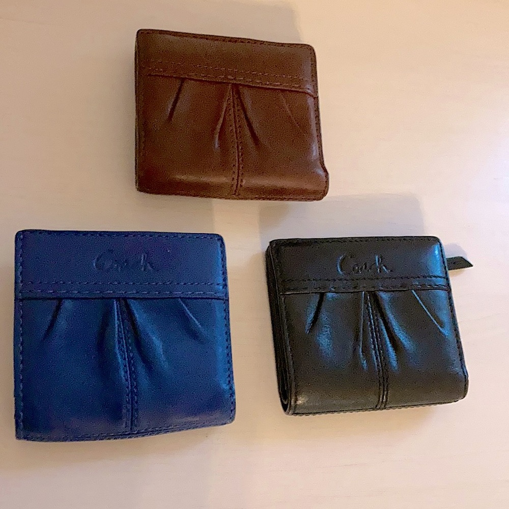 Coach leather 3 wallets lot blue black brown
